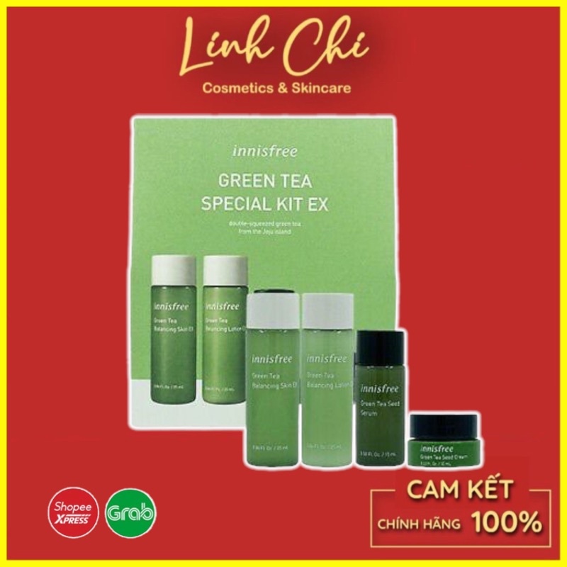 Set Dưỡng Trà Xanh Mini 4 Món Innisfree Green Tea EX / Jeju Cherry Blossom (Mẫu Mới)
