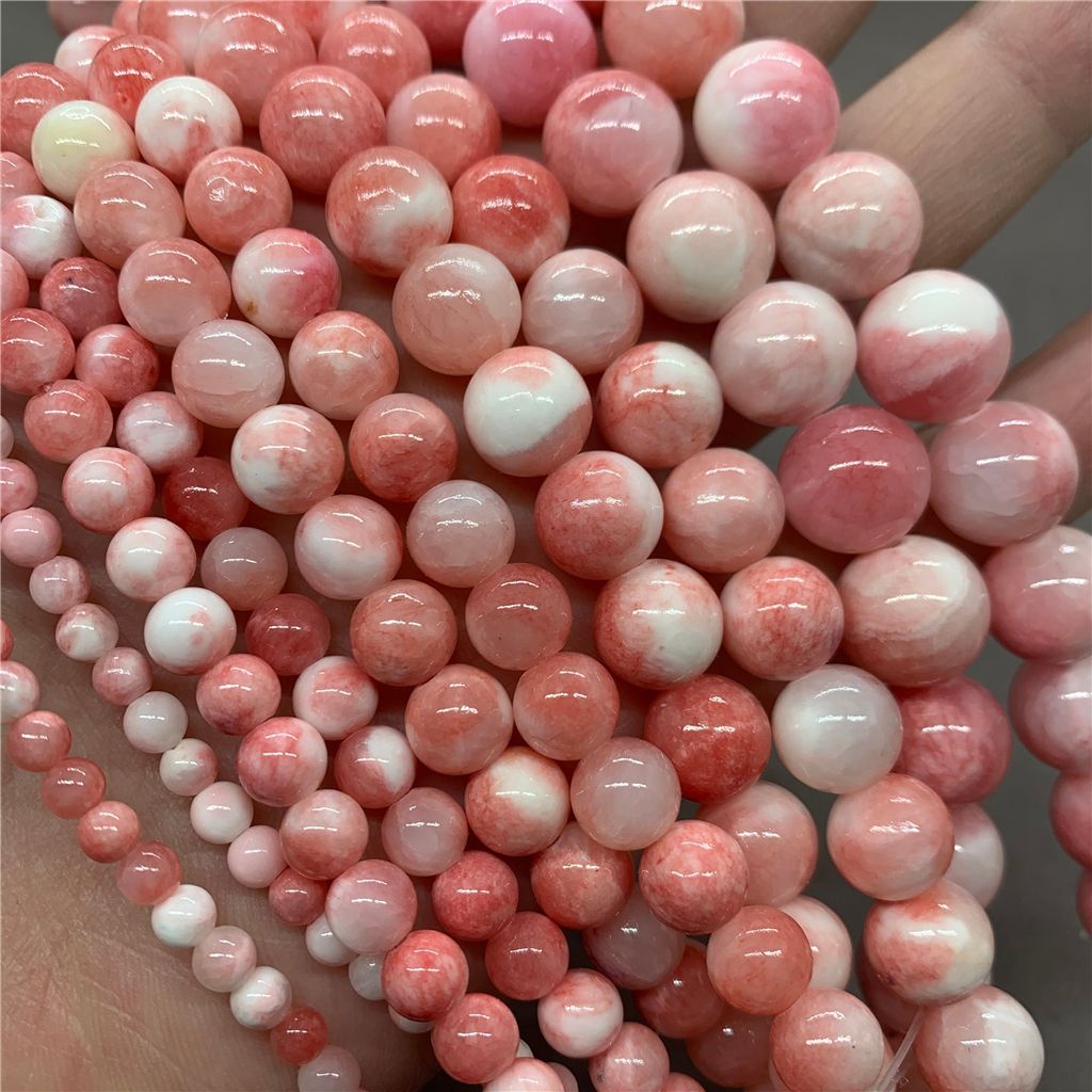 Chuỗi Hạt Đá Ngọc Bích 4-16mm Màu Trắng / Hồng