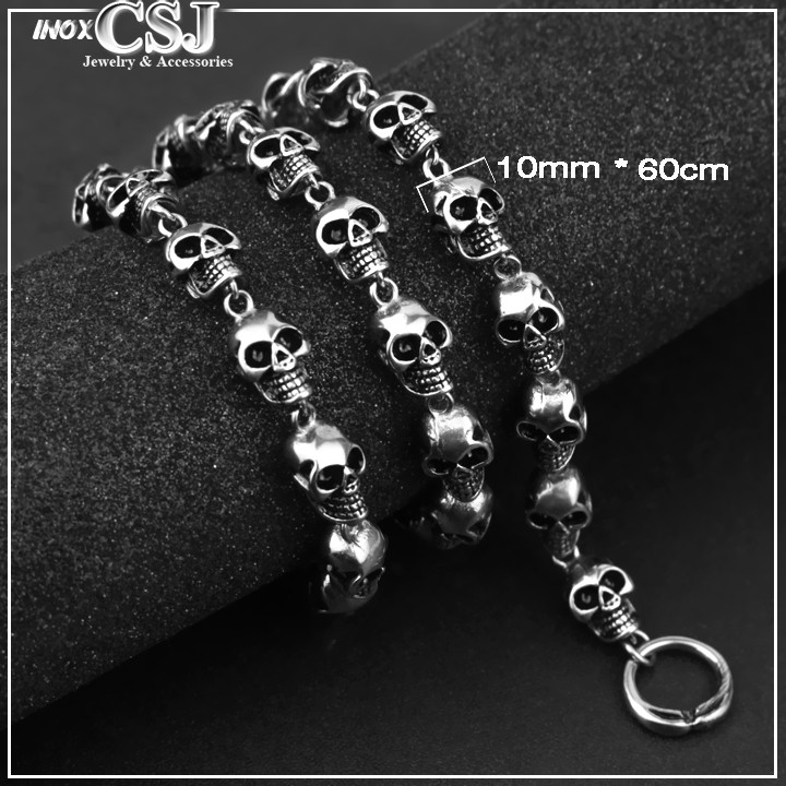 DÂY CHUYỀN ĐẦU LÂU, VÒNG CỔ ĐẦU SỌ INOX NAM DN170 - inox cao cấp không đen, không gỉ - đẳng cấp dân chơi