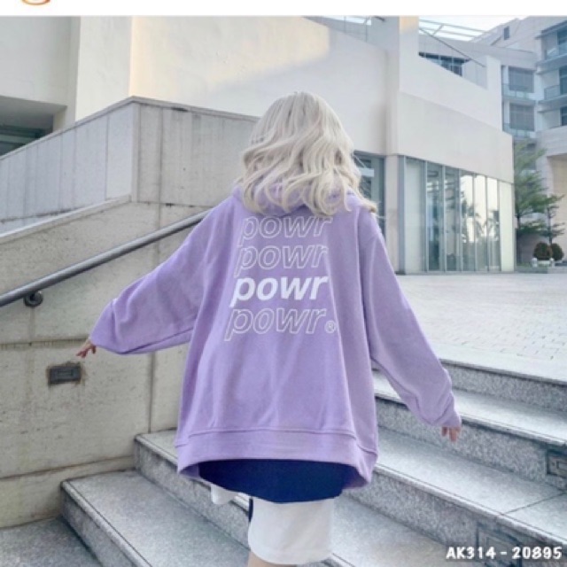 Áo Khoác Nỉ "POWR" Nỉ Hàng QC Dày Dặn Jackets Nữ Nỉ Ngoại Form Rộng Unisex Nam Nữ in POWR TÍM - AK3314 | BigBuy360 - bigbuy360.vn