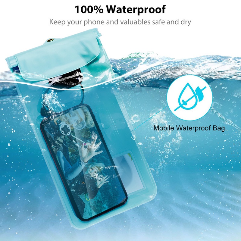 Túi Đựng Điện Thoại Bằng TPU Chống Thấm Nước Kích Thước 23X13cm Kèm Giắc Cắm Âm Thanh Và Dây Đeo Tiện Dụng Cho Điện Thoại