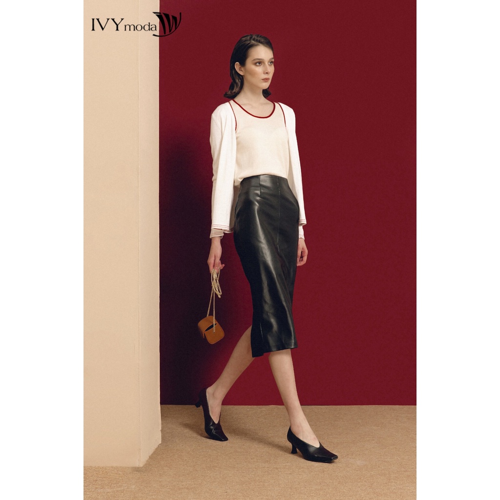 Áo khoác len nữ lông cừu mịn IVY moda MS 77B7172