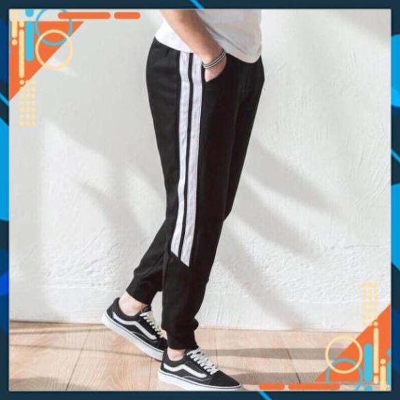 Quần jogger nỉ sọc đôi nam nữ TD HT