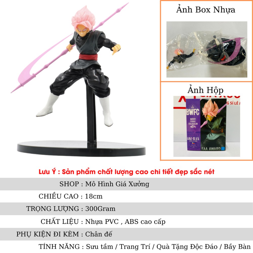 Mô hình Dragon Ball SonGoku Black super saiyan rose trạng thái chiến đấu cao 18cm - figure mô hình 7 viên ngọc rông