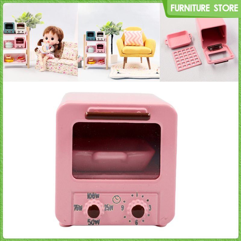 1:12 Scale Miniature Kitchen Cooking Microwave Oven Alloy 1/8 1/6 Dollhouse Baking Accessories