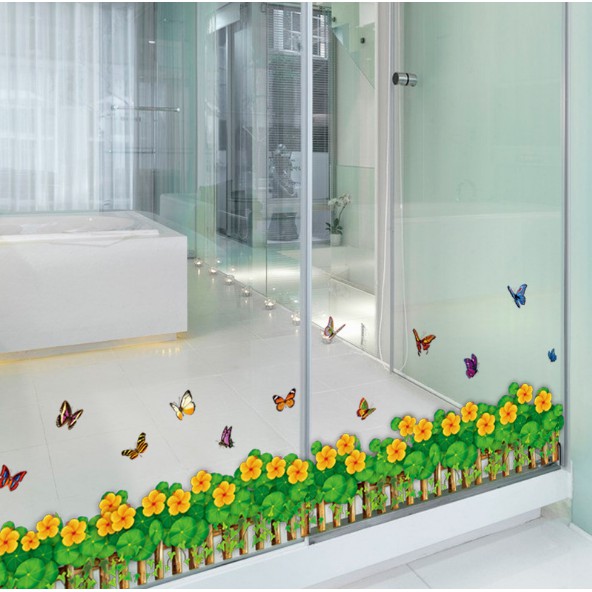 Decal trang trí chân tường hoa Vàng rực rỡ