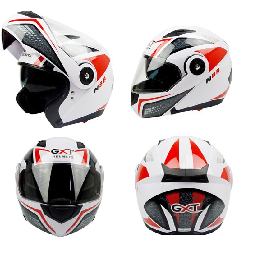 Nón bảo hiểm fullface lật hàm GXT 2016 màu trắng phối cam