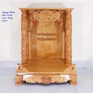 Bàn thờ thần tài ông địa gỗ gõ đỏ ngang 58cm quỳ trụ cột 8cm
