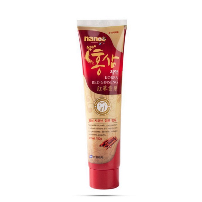 Kem Đánh  Răng Hồng Sâm Nano Hàn Quốc, Tuýp 150gr - Giúp Răng Chắc Khỏe, Trắng Sáng [ Hàng Mới Về ]