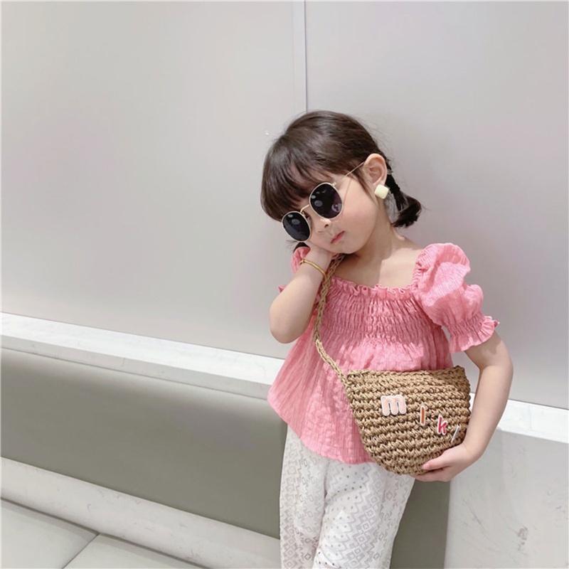 Túi Rơm Dệt Mini Đeo Vai Thời Trang Đi Biển Mùa Hè Cho Bé Gái