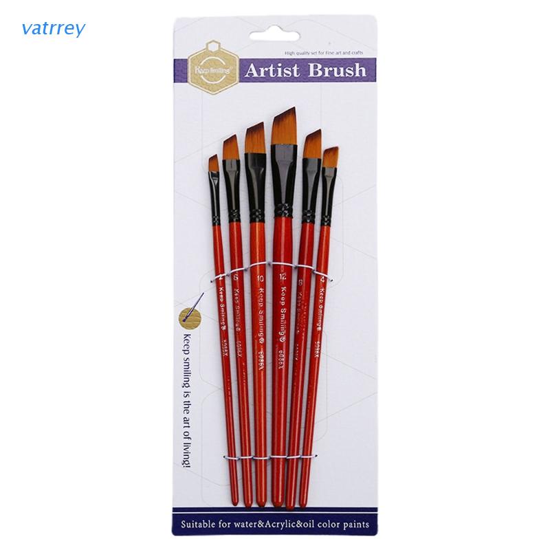 Set 6 Cọ Vẽ Tranh Cán Gỗ Dài Tiện Lợi