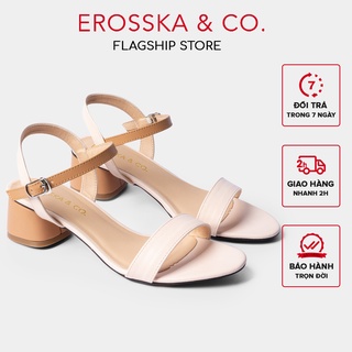 Giày sandal cao gót Erosska cao 3cm màu cam phối kem EB019