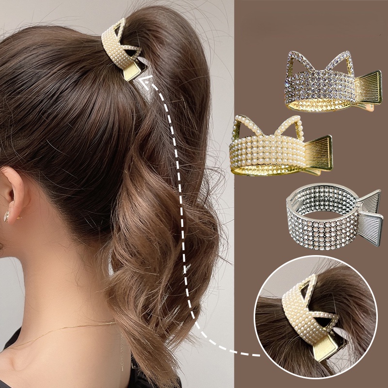 Kẹp Tóc Đuôi Ngựa Màu Trắng Phong Cách Hàn Quốc Hàng Mới 2022