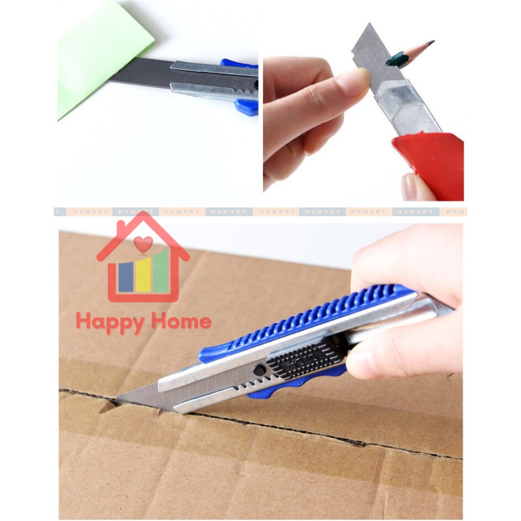 Dao dọc giấy cỡ lớn, loại tốt, sắc bén chẻ bìa các tông Happy Home