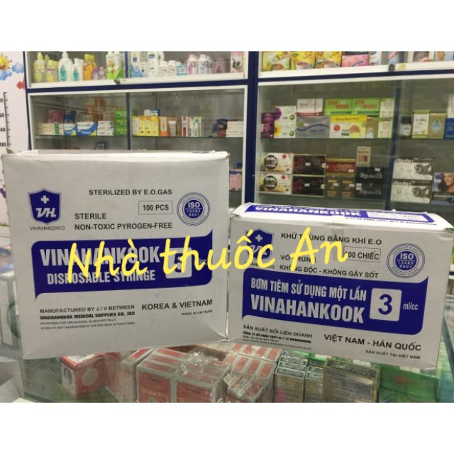 (hộp 100 cây) Bơm tiêm vinahankook 3cc 5cc