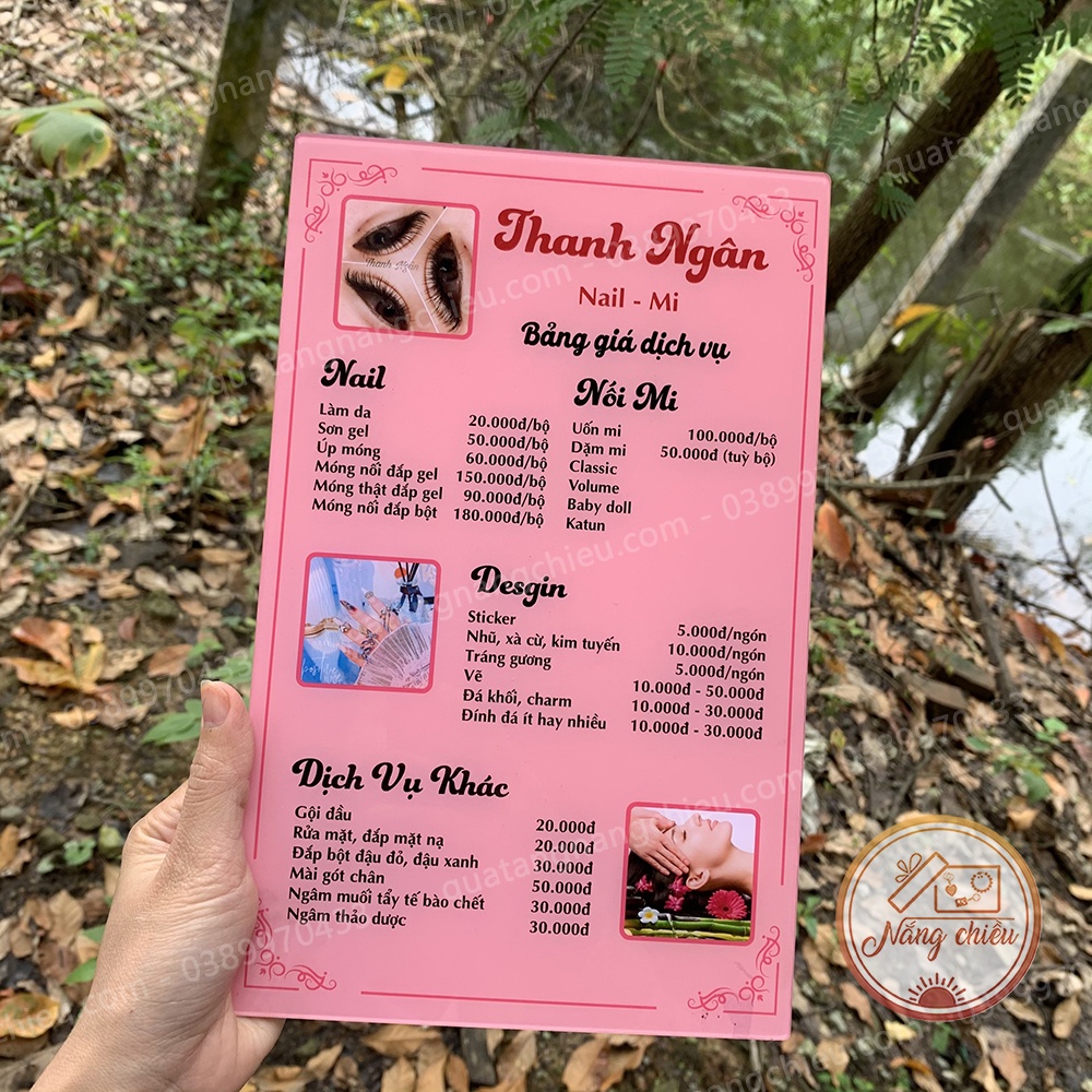 Menu để bàn cho tiệm Nail Mi tiện lợi - In thông tin bảng giá theo yêu cầu