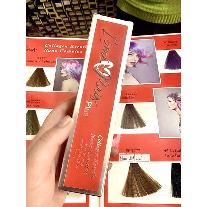 Thuốc Nhuộm Tóc Màu XANH ĐEN ÁNH RÊU / RÊU ĐEN KHÓI Không Cần Tẩy - Lên Từ Nền Nâu Level 5-6