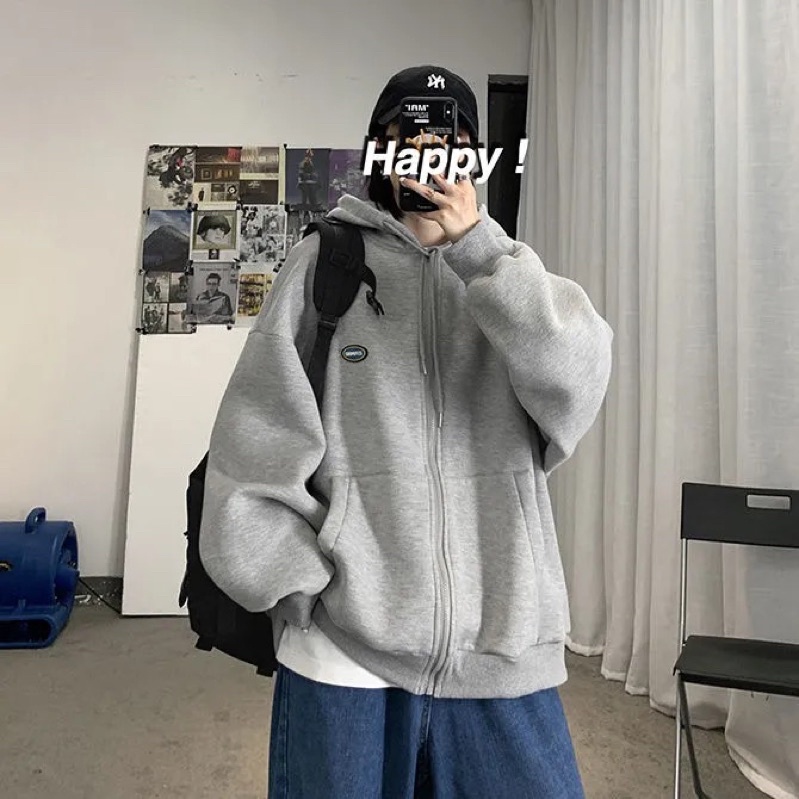 Áo khoác Hoodie nam nữ Unisex màu tím đen ghi xanh dài tay có mũ basic khoá kéo chất nỉ bông phom rộng Hàn Quốc | BigBuy360 - bigbuy360.vn