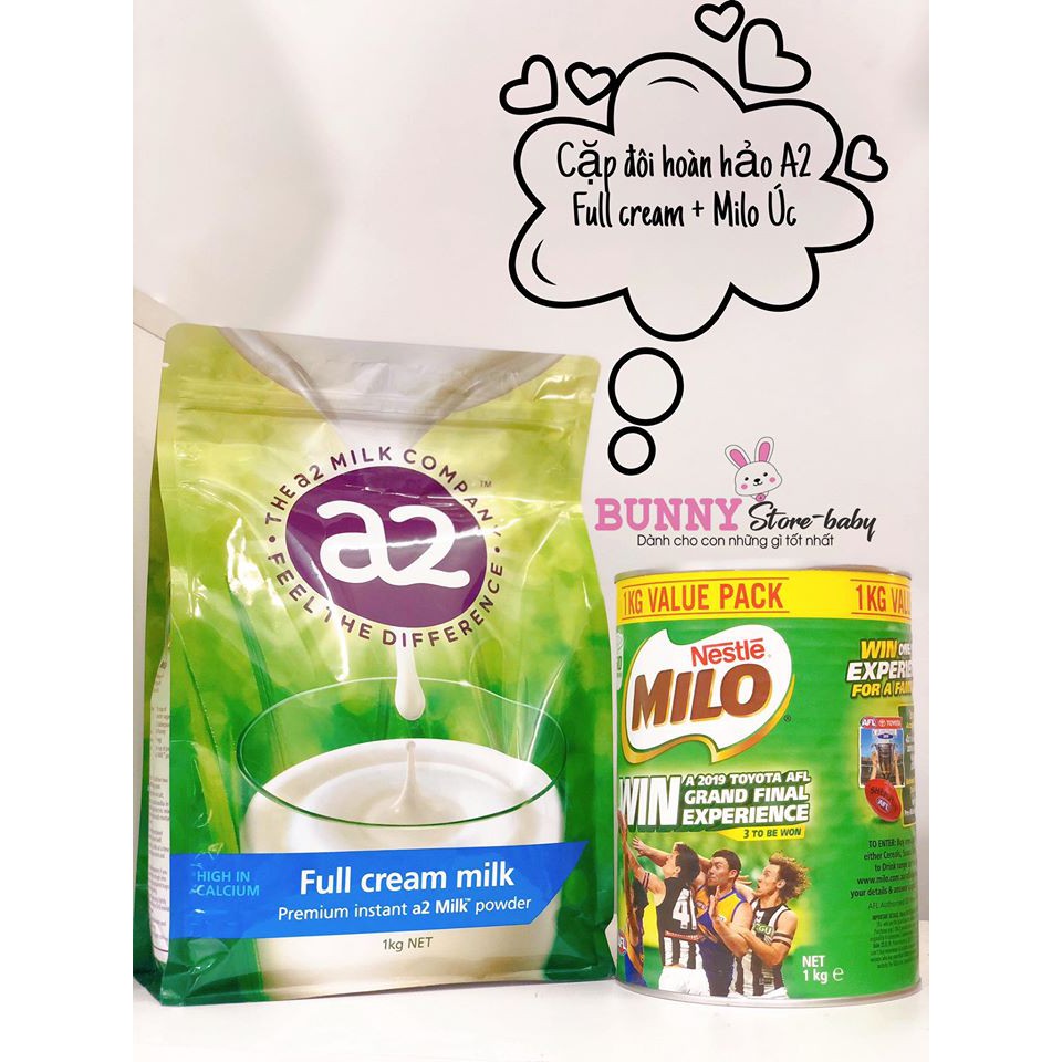 Combo 1 túi Sữa A2 1kg + 1 hộp Milo Úc 1kg