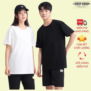Áo thun unisex áo phông form rộng tay lỡ nam nữ trơn cổ tròn basic