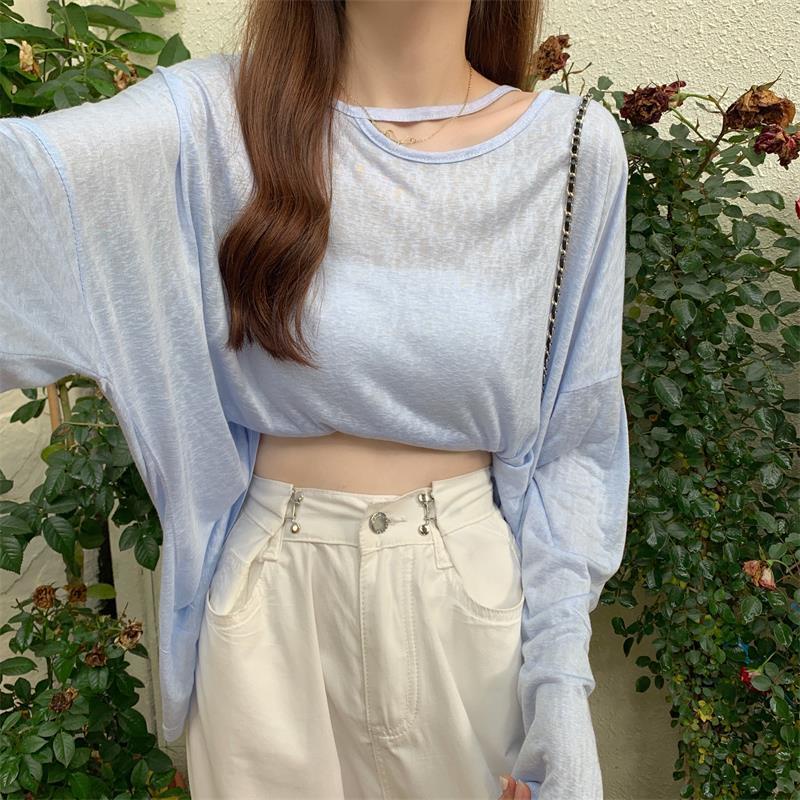 Áo Thun Mỏng Dáng Rộng Dài Tay Thời Trang Mùa Hè Hàng Mới Dành Cho Nữ 2022