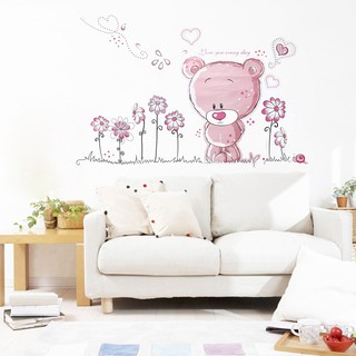 Decal Dán Tường Hình Gấu Hồng