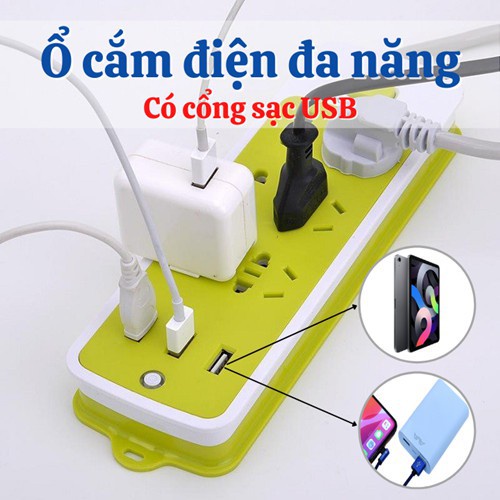 [Hàng Loại A] Ổ Cắm Điện Đa Năng Chống Giật 9 ổ cắm, 3 cổng USB - Ổ Cắm Điện Xanh Thái Lan Đa Năng Siêu Bền An Toàn