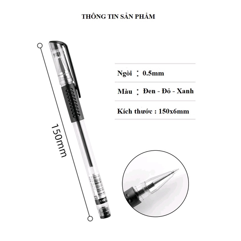 Bút Bi Nước Đủ 3 Màu Xanh - Đen - Đỏ Ngòi 0.5mm Nét Viết Trơn Mực Ra Đều Cam Kết Chất Lượng