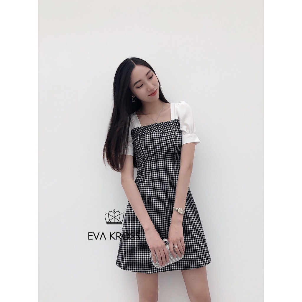 Đầm kẻ caro thiết kế EKS103 - EVA KROSS | BigBuy360 - bigbuy360.vn