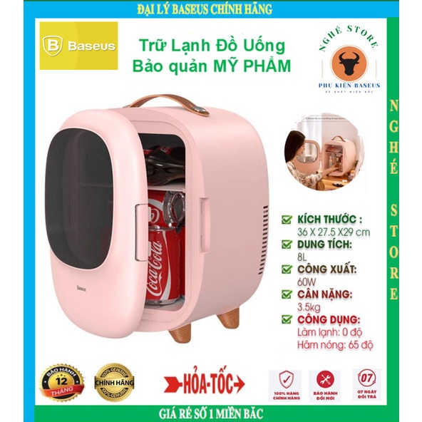 Tủ lạnh mini đựng mỹ phẩm Baseus 8 Lít 2 Chiều Lạnh & Nóng Chính Hãng