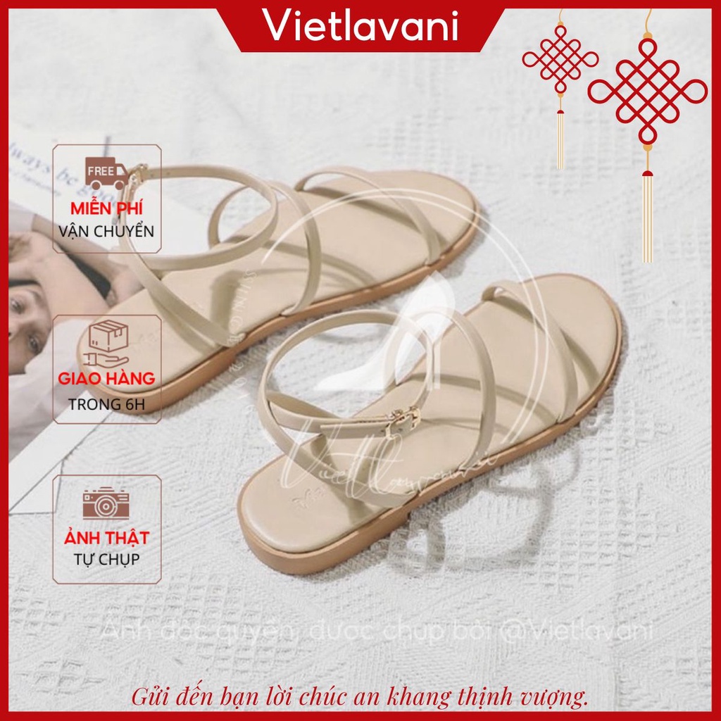 Giày sandal đế phẳng mũi tròn thiết kế quai đan  thoải mái thời trang cho nữ mã XKS38