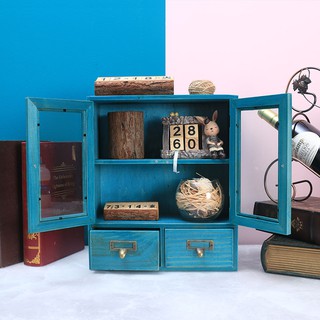 Tủ Gỗ Đựng Đồ Để Bàn Phong Cách Retro