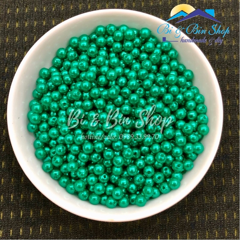 Hạt Trai Màu Xanh Két Đủ Size 3-4-5-6-8-10mm Đính Kết Trang Phục - Phụ Kiện