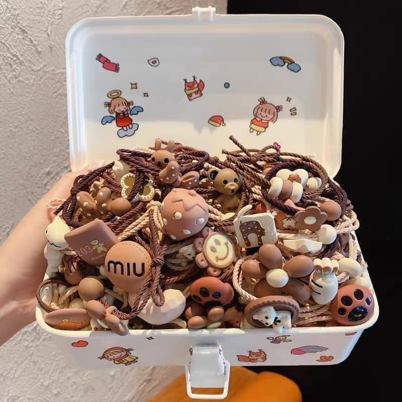 Dây buộc tóc set 15 chun buộc tóc hình gấu kute mix nhiều hình dễ thương