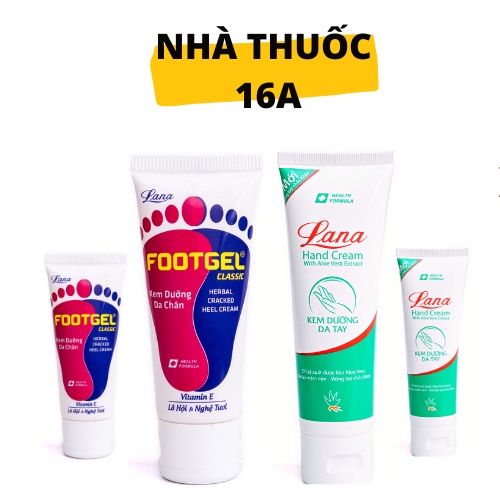 &lt;CHÍNH HÃNG&gt; FOOTGEL LANA &amp; HAND CREAM LANA - KEM DƯỠNG HỖ TRỢ LÀM MỀM DA, NƯỚC ĂN DA, GIẢM KHÔ NỨT BÀN TAY CHÂN