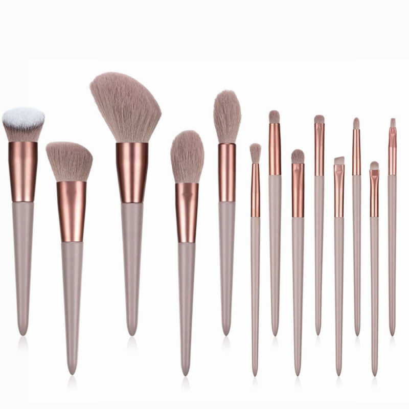 Dụng cụ trang điểm khuôn mặt chuyên nghiệp GDTIMA Bộ cọ trang điểm màu trà sữa 13 miếng