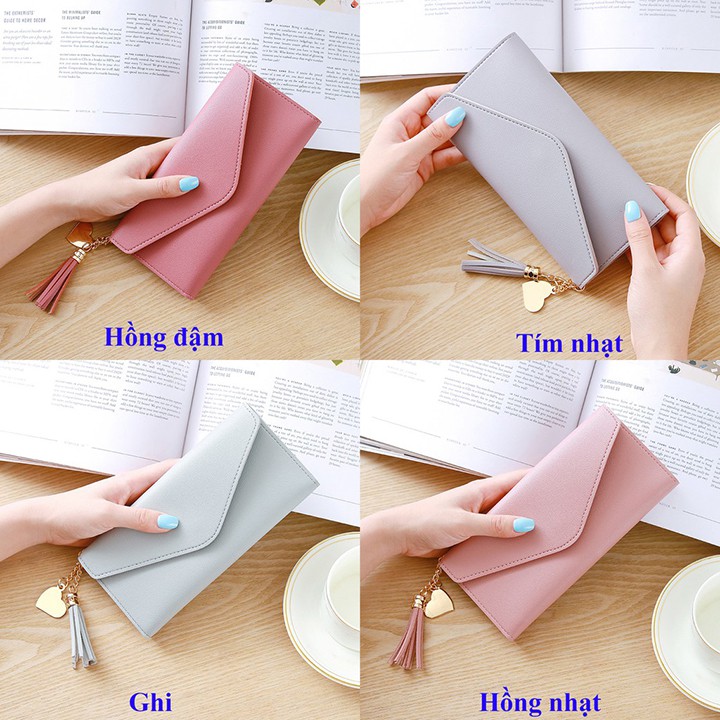 Ví nữ dài cầm tay khóa bấm phong cách hàn quốc VD1