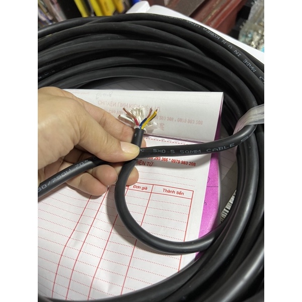 10 mét  Dây điện 5 x0.5mm2. Lõi dây điện bằng Đồng mềm