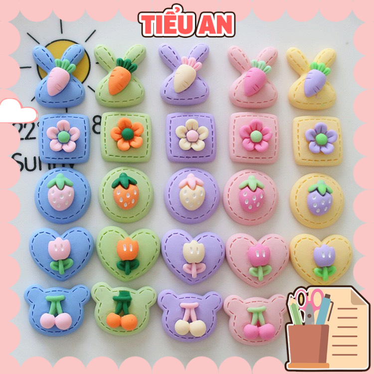 Charm (C519) slime/ Dụng Cụ Charm Trang Trí [Ko Keo &amp; Nút] Hình Nhiều Họa Tiết Màu Pastel - Giá 1 cái