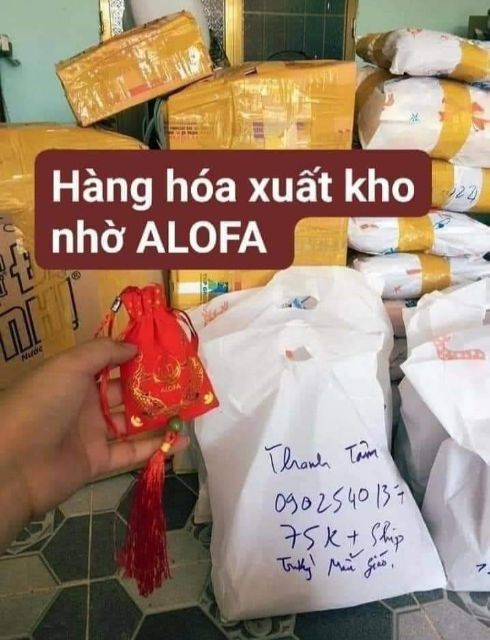 Tặng kèm túi gấm đỏ may mắn khi mua bột tài lộc phong thủy alofa
