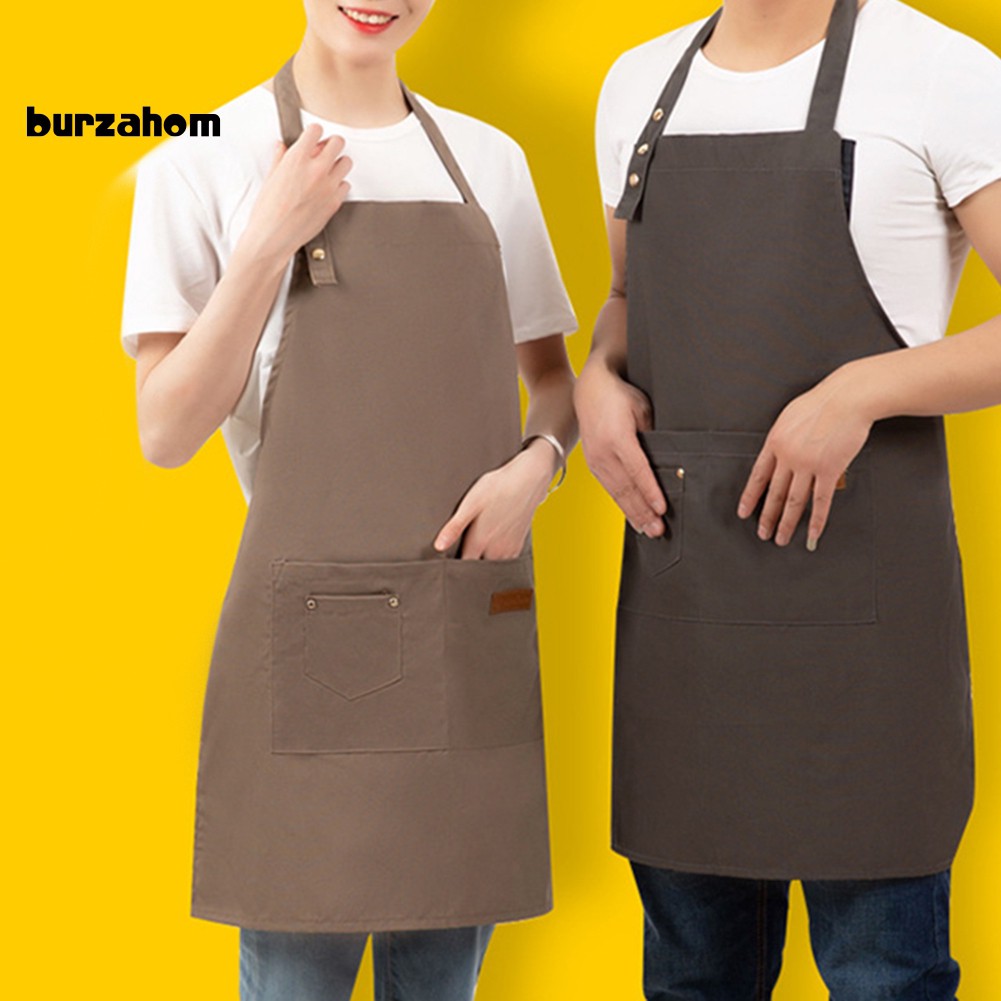 Tạp dề vải canvas có túi điều chỉnh được hỗ trợ nướng BBQ nướng bánh pha cà phê tiện lợi cho nhà bếp