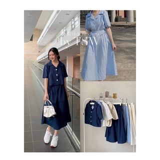 Set áo croptop kèm chân váy dài thắt nơ eo Hàn Quốc chất thô ( Ảnh thật )