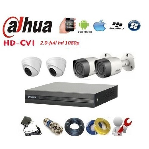 Trọn Bộ Camera Dahua 4 Mắt Full HD 1080 Tặng Ổ Cưng 1T - Trọn Bộ Camera Dahua 4 Mắt