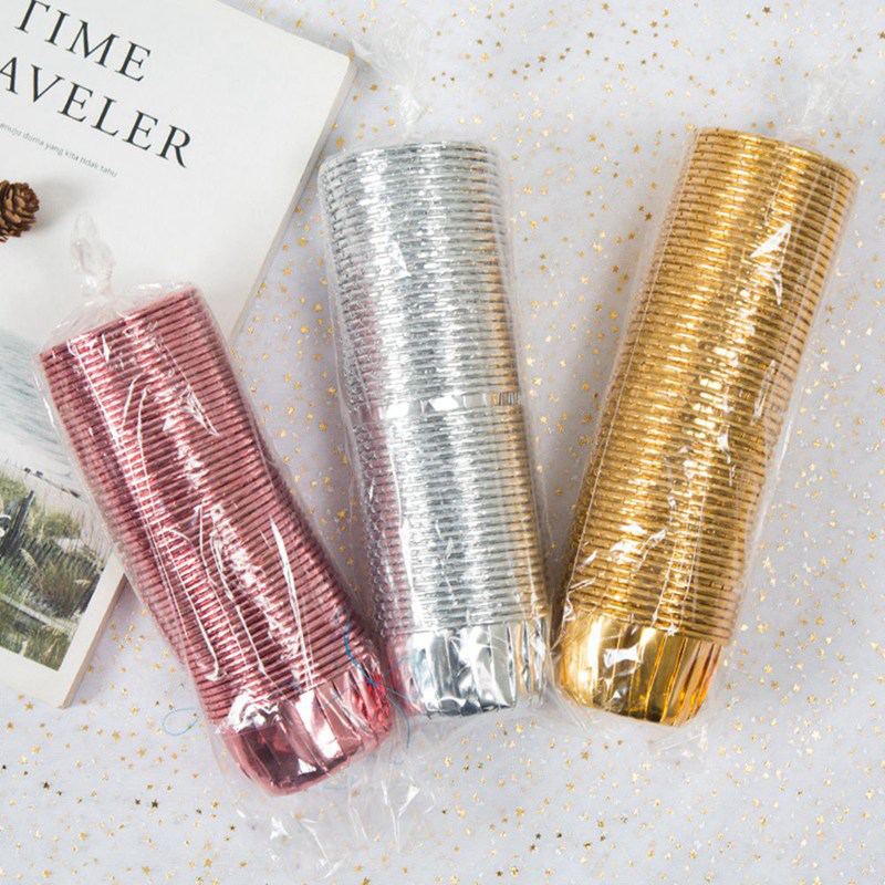 Cốc Giấy Đựng Bánh muffin / cupcake Hình Kèn trumpet Màu Vàng / Bạc Chịu Nhiệt Cao