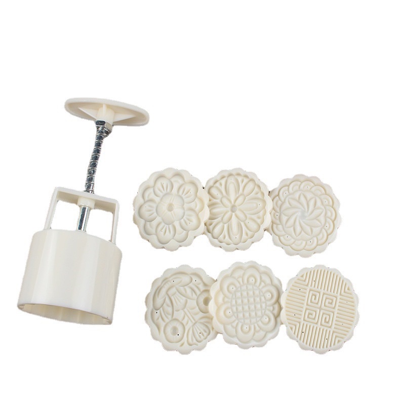 [Hàng mới về] Khuôn trung thu lò xo 6 mặt hoa 75g