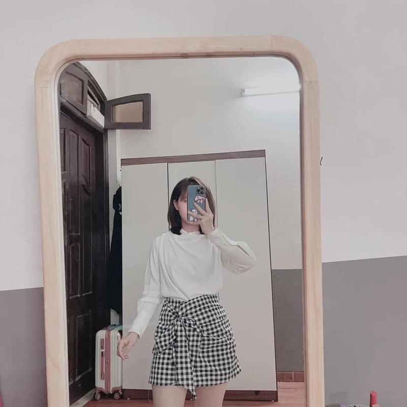 Quần giả váy chữ a vải kẻ thô Xoắn Nơ siêu xinh YUKAGO SL185