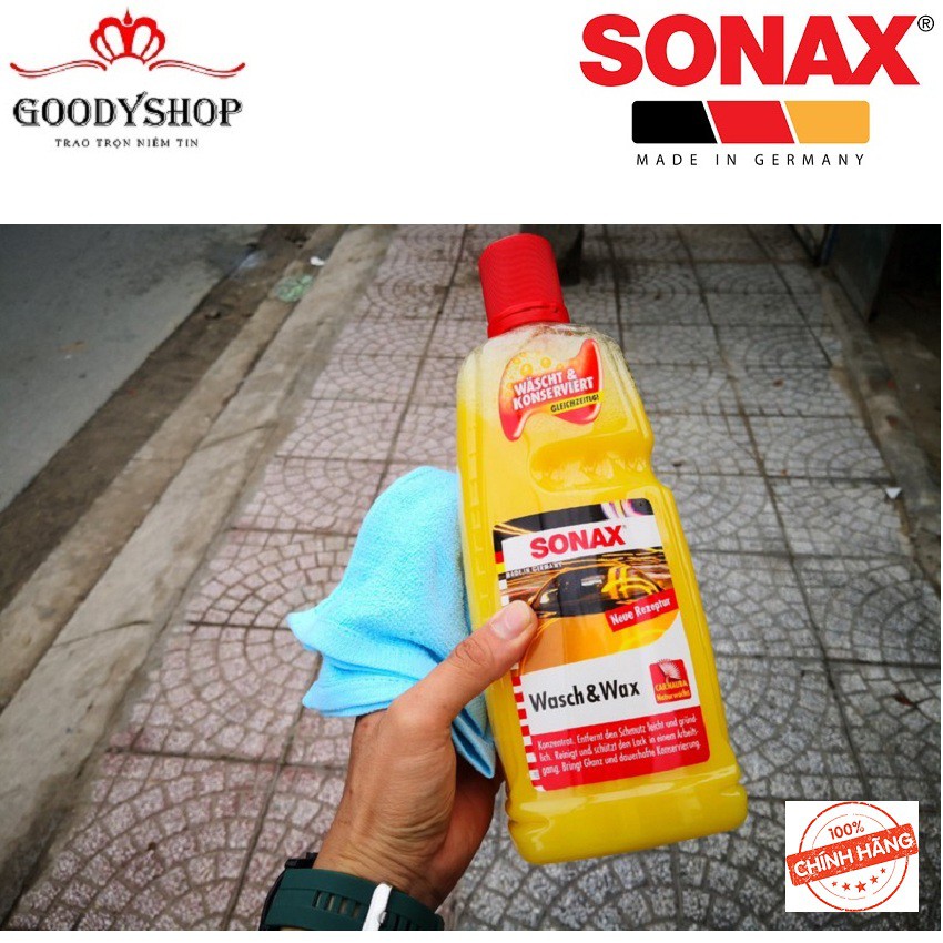 [Nước Rửa Xe Kết Hợp 2 IN 1] Wax Bóng Sơn Sonax Wash & Wax 1000ml GOODYSHOP