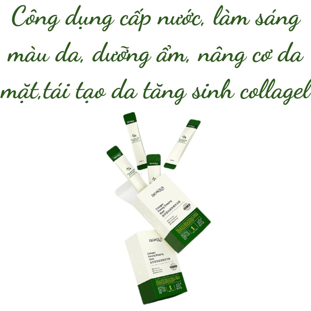 Mặt nạ ngủ collagel dưỡng ẩm trắng da thạch cấp nước BIOAQUA nội địa trung hộp 20 gói