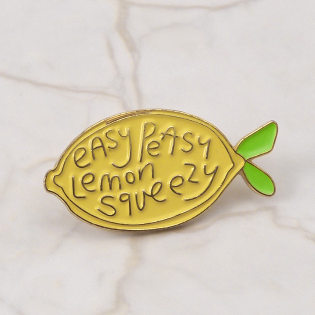 YOML✔Cartoon Lemon Enamel Letters Brooch Pin Unisex Denim Backpack Decor Party Badge