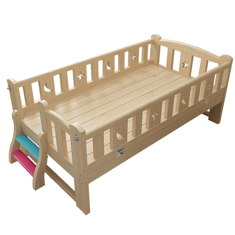 ❁✠Lan can giường trẻ em bằng gỗ chắc chắn nhỏ đơn công chúa cho bé cạnh khâu mở rộng cũi